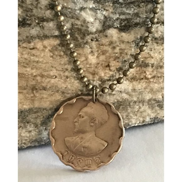 1944 Ethiopia 25 Cent COIN PENDANT 🔥 Lion of Judah 20” Necklace Great Gift 🎁 - Picture 3 of 6
